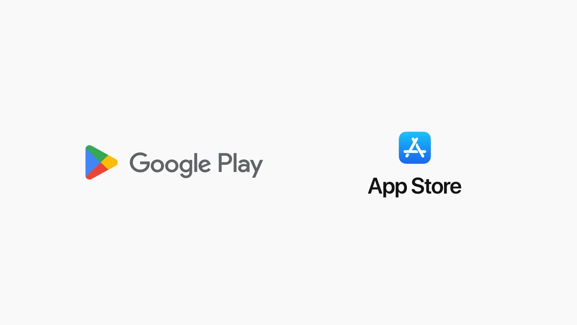 Logos for the Apple App Store and Google Play Store