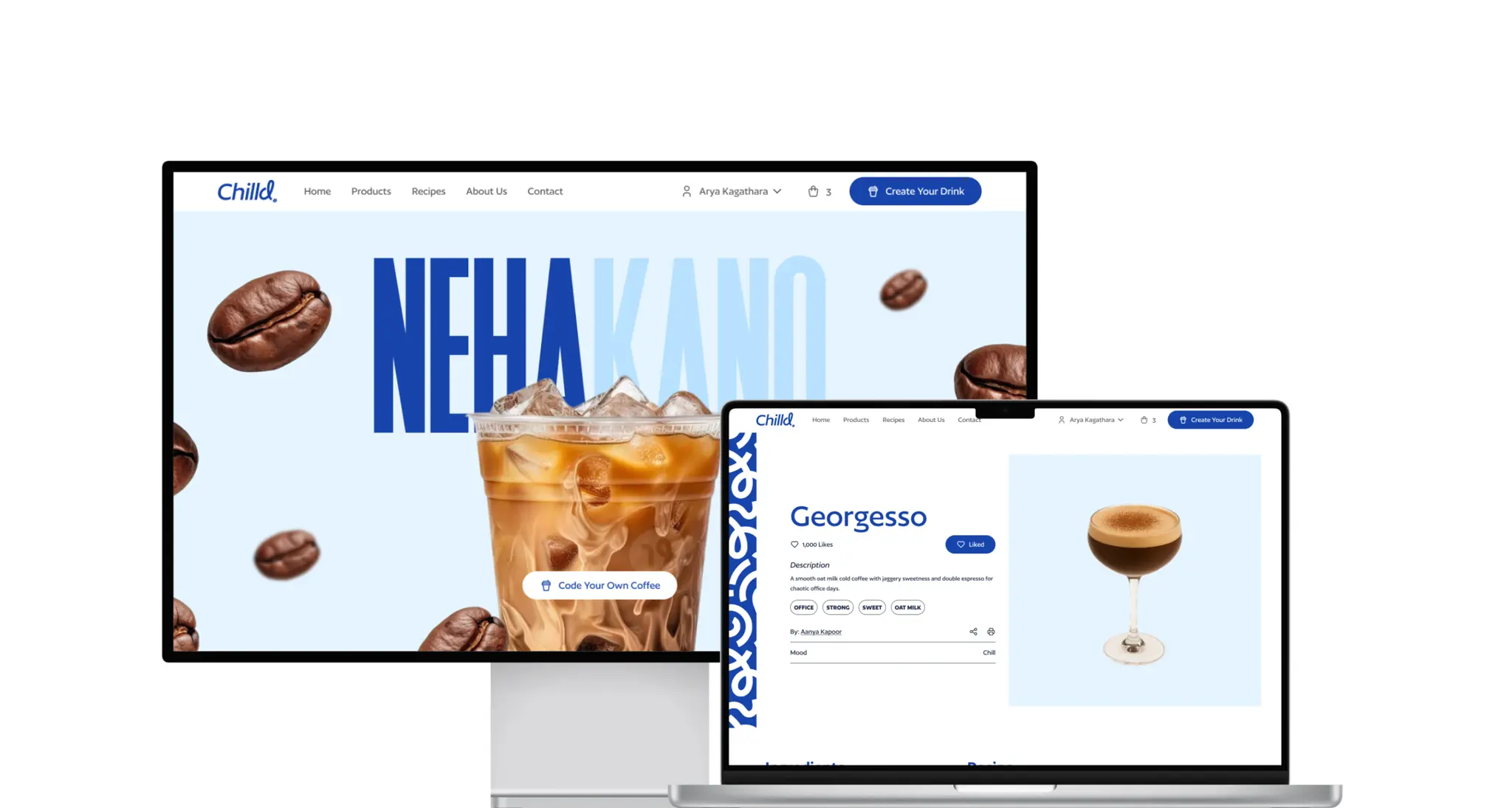 Chilld Cold Brew Coffee Brand & UI Experience. Chilld Coffee is a custom-crafted cold brew concentrate brand developed to foster a highly personalized coffee culture for urban Gen Z and Millennial professionals. Comsci Technologies led the end-to-end design from brand identity and interactive packaging to a custom e-commerce web platform and digital retail kiosks.