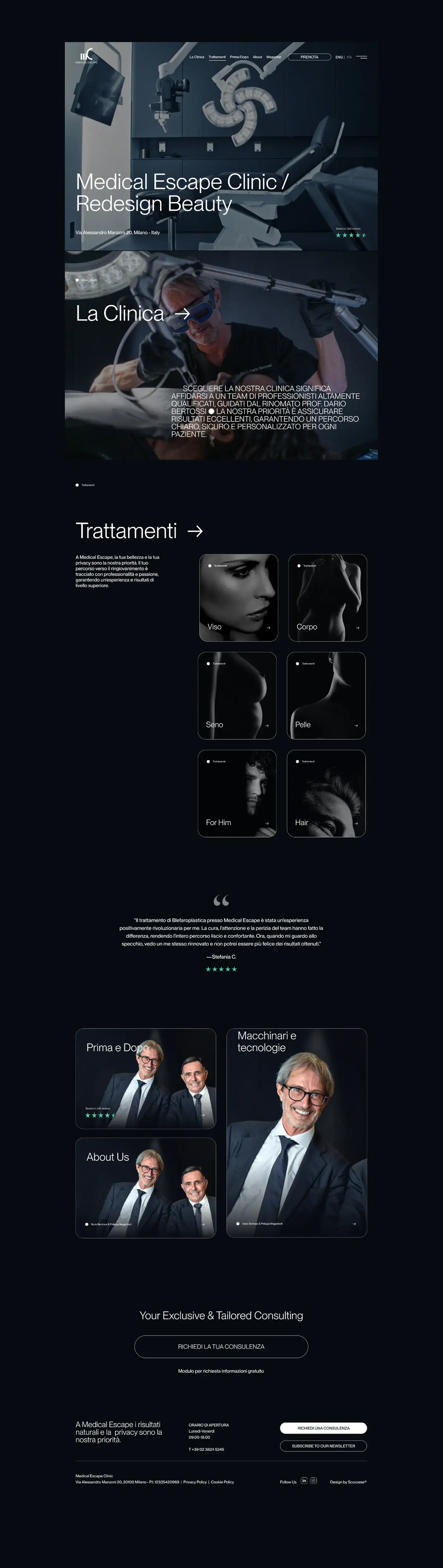 Medical Escape Milan Skin Care Clinic. Choosing our clinic means relying on a team of highly qualified professionals, led by the renowned prof. Dario bertossi