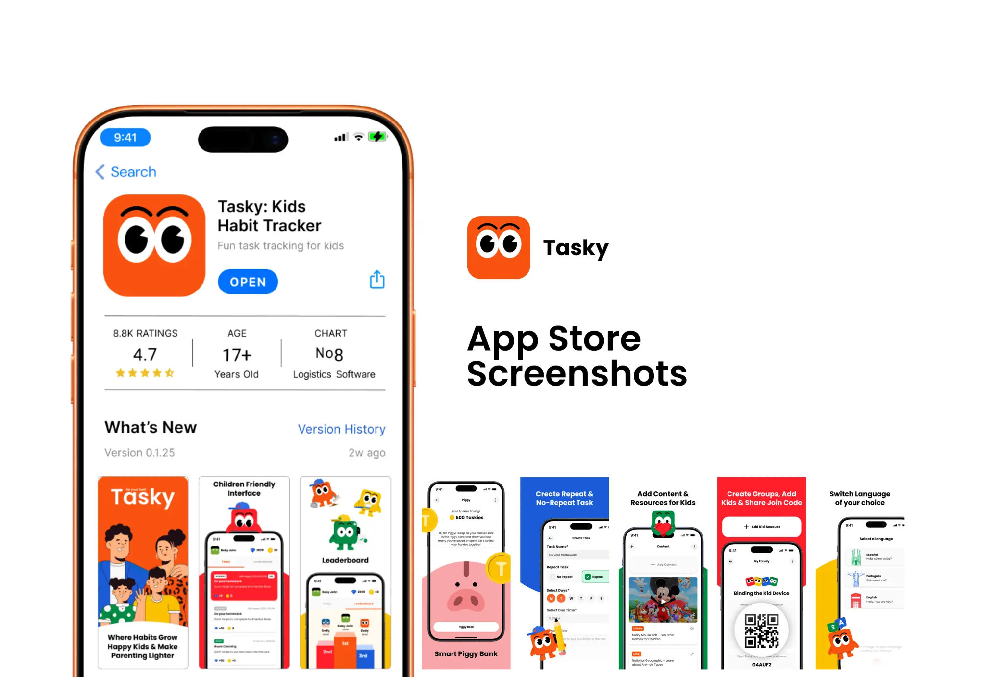 Tasky Kids Habit Tracker Mobile App. Tasky is a gamified productivity mobile app developed with Flutter and Laravel that turns daily routines, chores, and habits into a fun experience for families, schools, and co-parents.