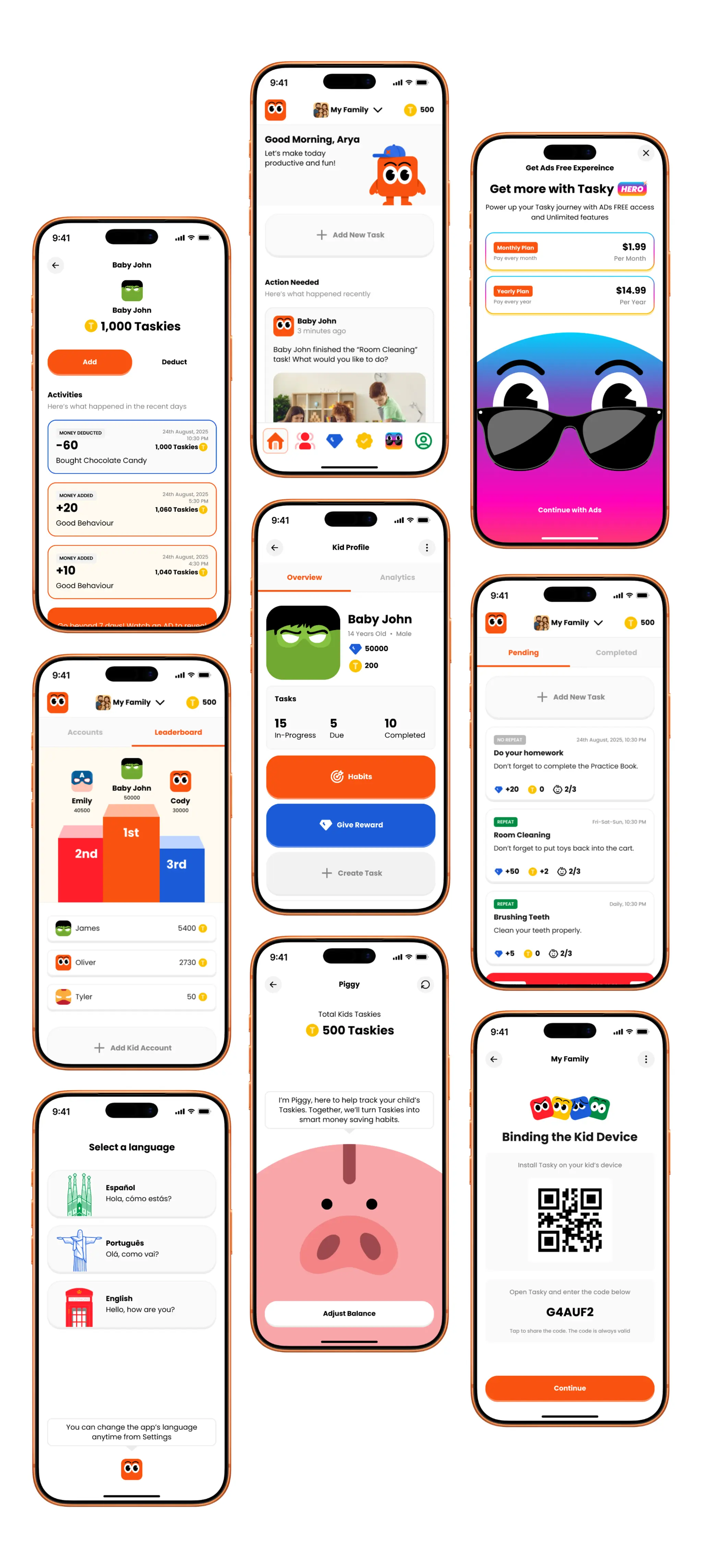 Tasky Kids Habit Tracker Mobile App. Tasky is a gamified productivity mobile app developed with Flutter and Laravel that turns daily routines, chores, and habits into a fun experience for families, schools, and co-parents.