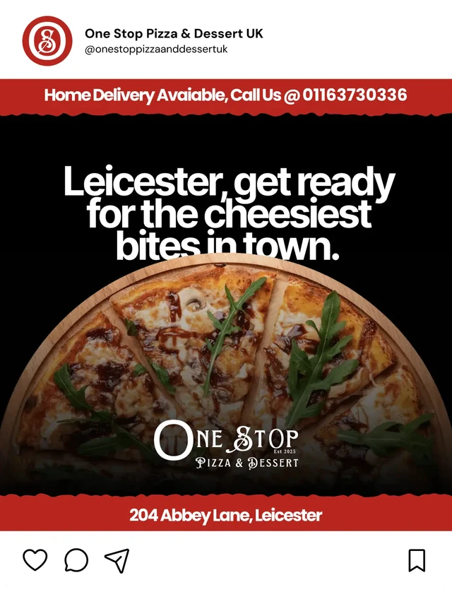 Social media post for One-Stop-Pizza