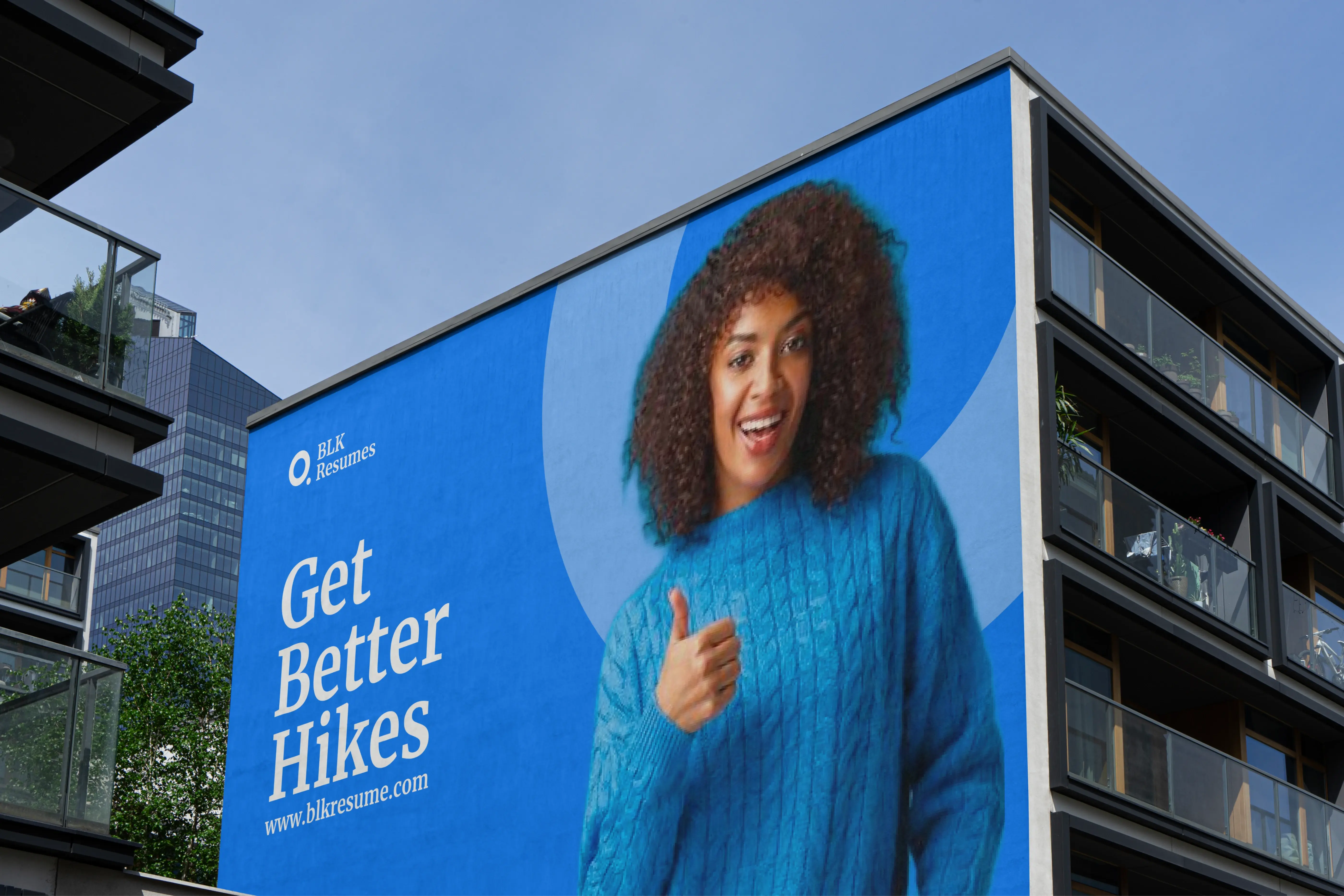 A grid of four social media marketing banners for BLKResumes, featuring diverse professionals and taglines for career growth and recruitment.