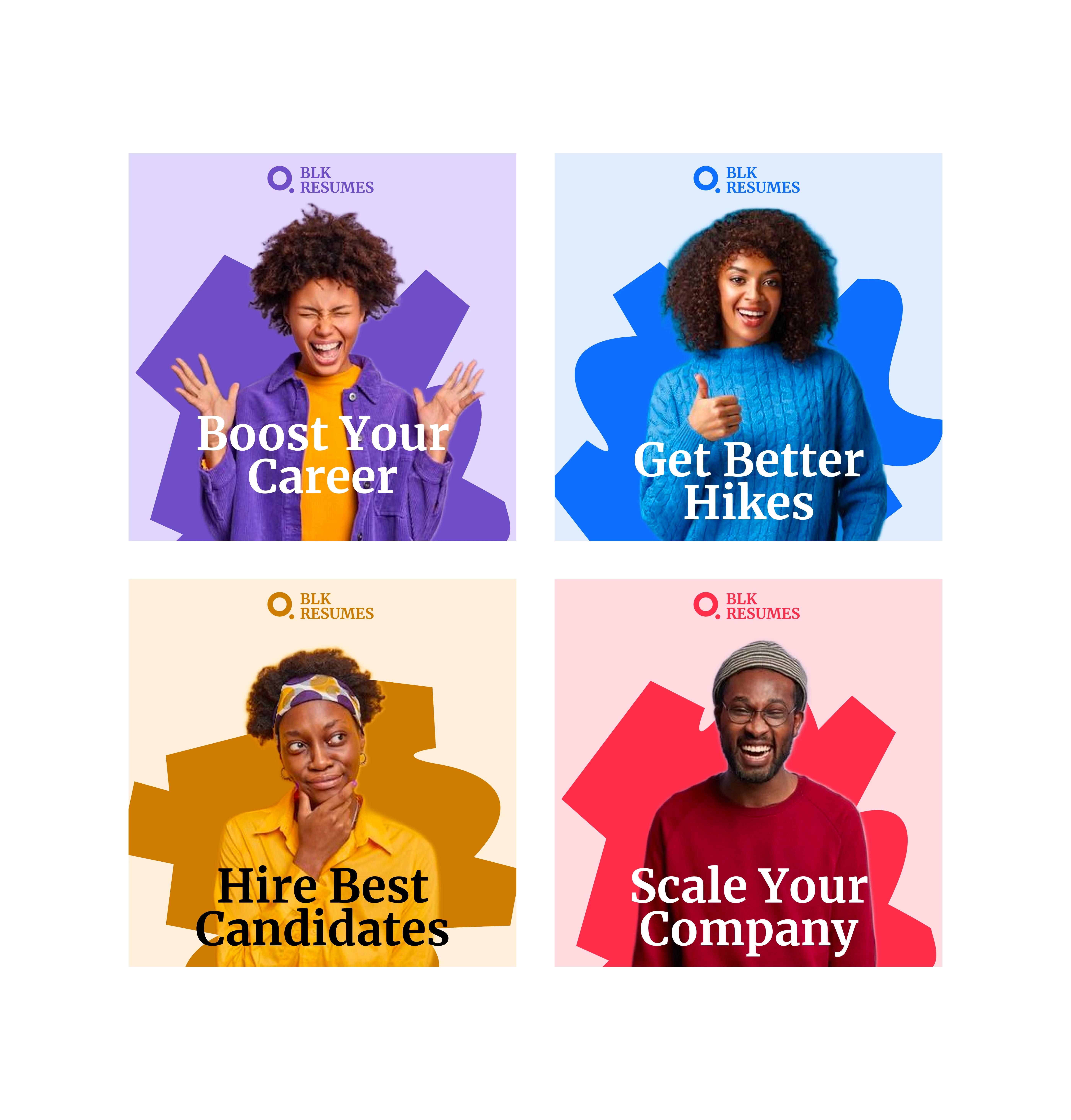 A mood board collage of photography showing diverse Black and Brown professionals and graduates, representing the target talent pool for the BLKResumes platform.