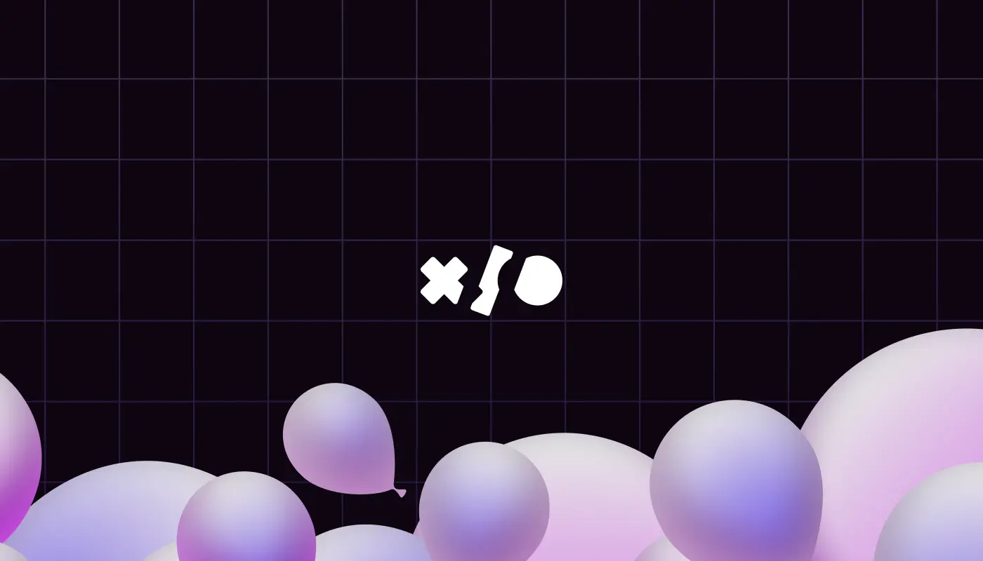 Black Lusion brand identity header featuring a white abstract crosschain logo against a dark grid background with floating purple spherical elements.