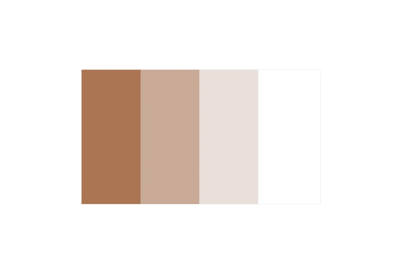 Brand color palette swatches for DA Studio, displaying warm brown, light tan, cream, and white hues.