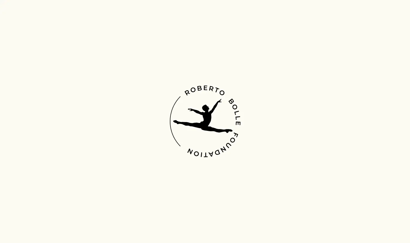 The Roberto Bolle Foundation logo featuring a leaping ballet dancer silhouette on a cream background.